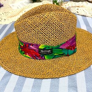 Panama Jack Straw Fedora with Tropical Band - Natural